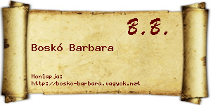 Boskó Barbara névjegykártya